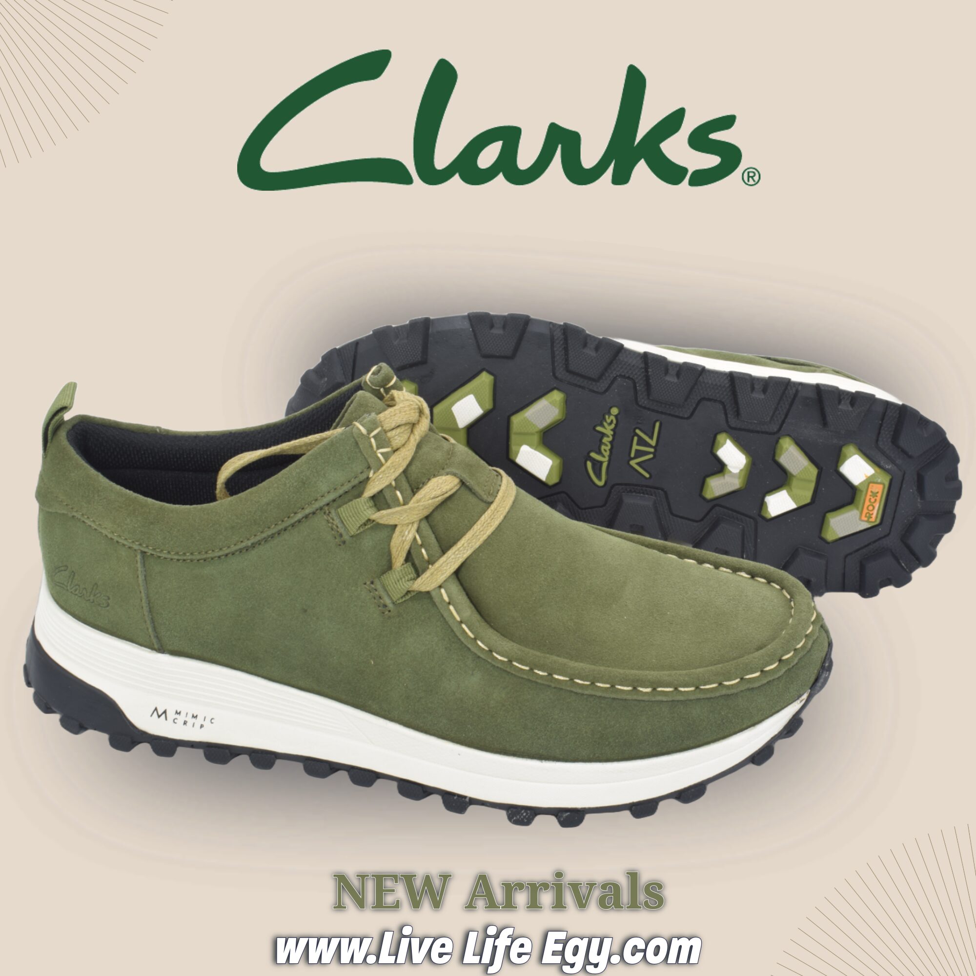 Clarks ATL Men's shoe in Army Green - Image 2