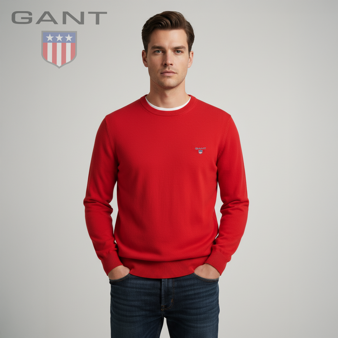 Gant Classic Cotton Crew Neck Jumper - Image 4