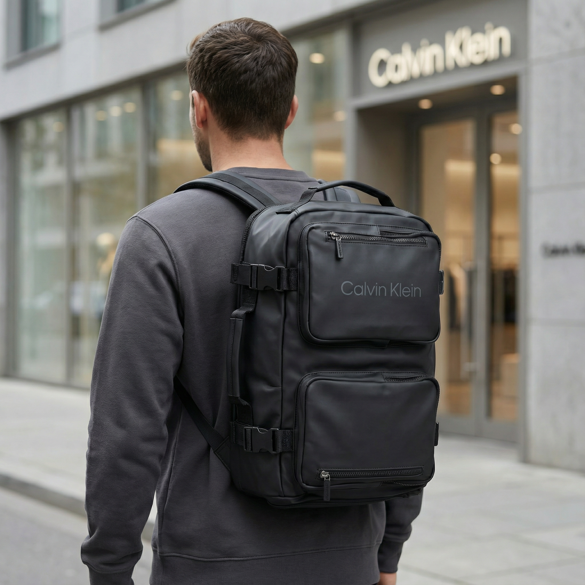 Calvin Klein Leather Multi-Use Backpack – Black - Image 4