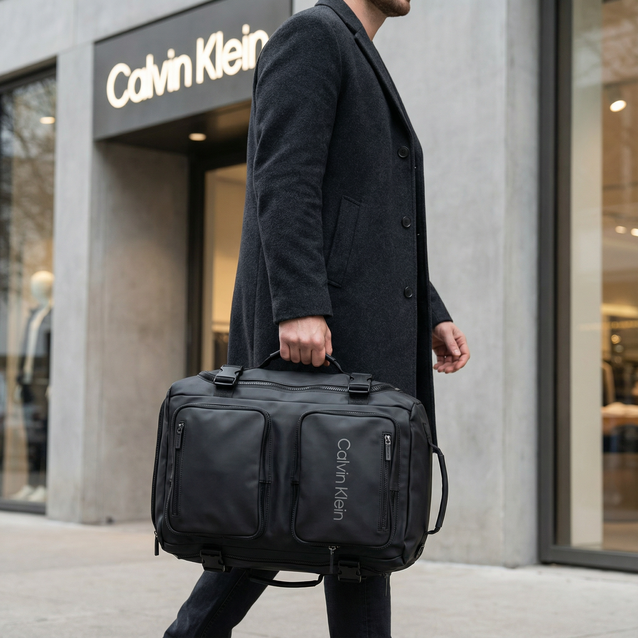 Calvin Klein Leather Multi-Use Backpack – Black - Image 3