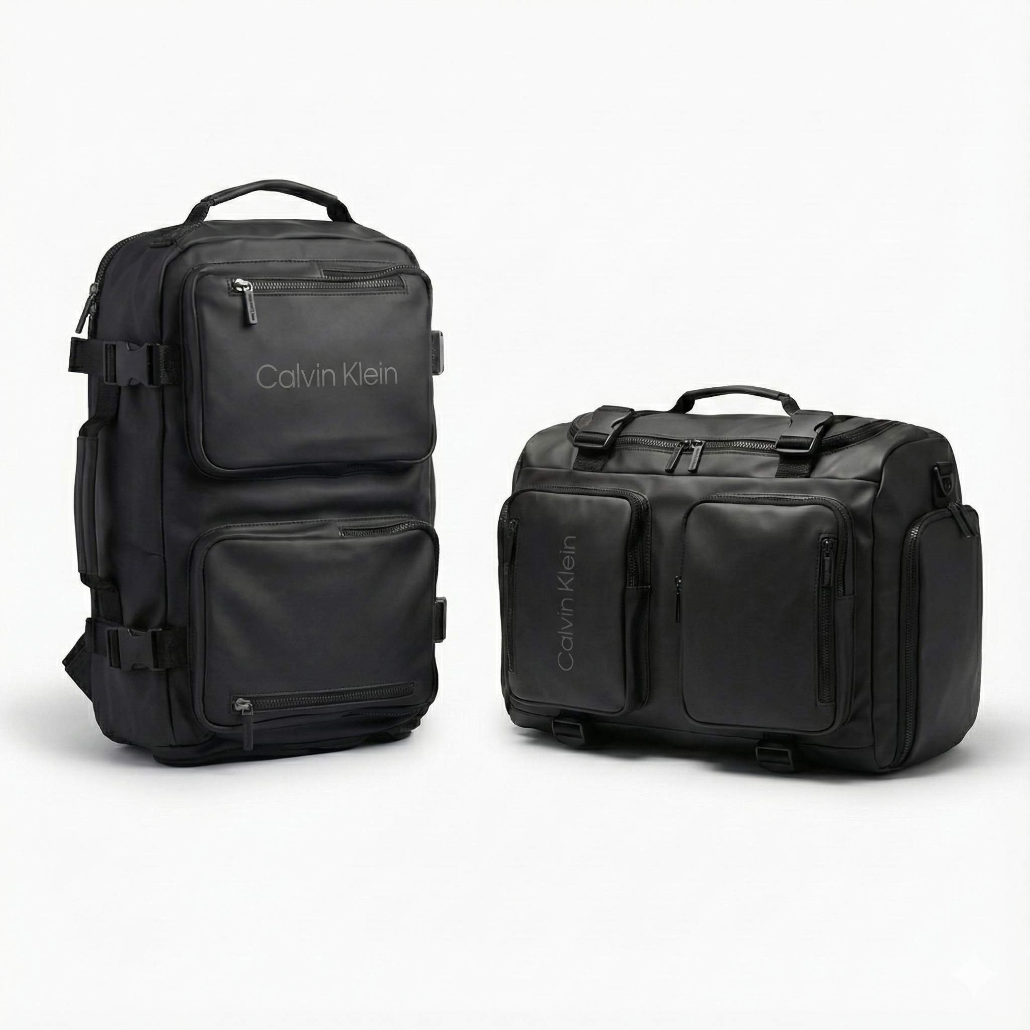 Calvin Klein Leather Multi-Use Backpack – Black Calvin Klein