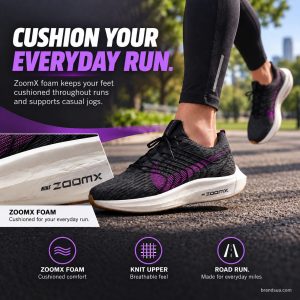 Nike Pegasus Turbo Next Nature DM3413-003 — CUSHION YOUR EVERYDAY RUN.; Adult runner leaving neighborhood park in steady str…