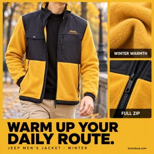 JEEP Men's Jacket-winter — WARM UP YOUR DAILY ROUTE.; Adulttorso neckdown briskwalking coolcitypark exactyellowblackfleece s…