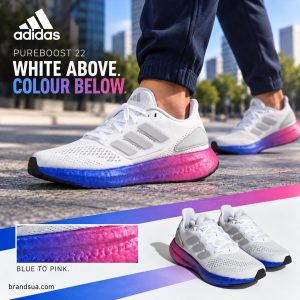 Adidas pureboost 22 running shoe HQ8585 — Colour hierarchy proves design contrast and shows outfit compatibility.