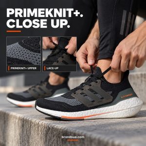 Adidas Ultraboost 21 Black FY0389 — Preparation gesture and macro make texture and closure concrete.