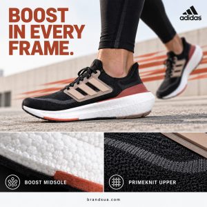 Adidas Ultraboost 23 Light Core Black Grey Six HQ6344 — One full on-foot running lateralhero paired with two precise materialdetailpanels explains components.