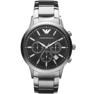 Emporio Armani Renato AR2434 Men's Chronograph Black Dial Stainless Steel Watch 43mm — original