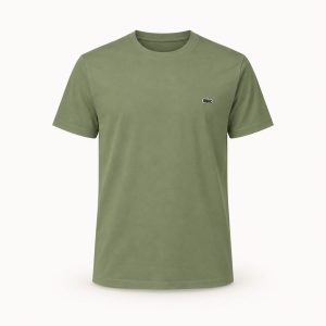 Lacoste round Short Sleeve T shirt — army green front product cover