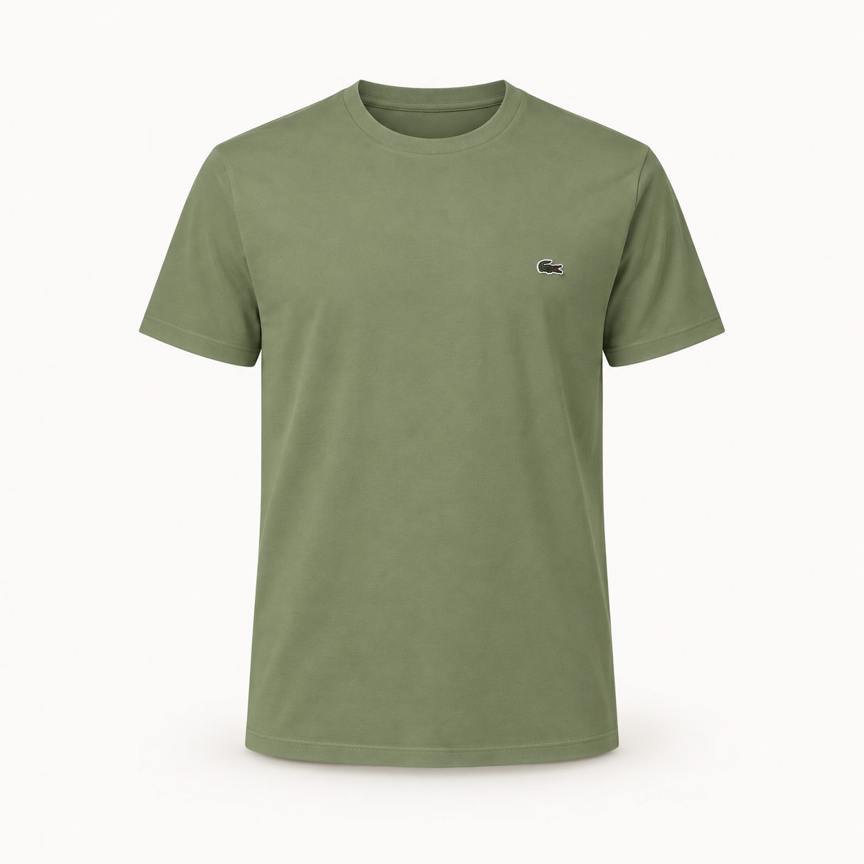 Lacoste round Short Sleeve T shirt — army green front product cover