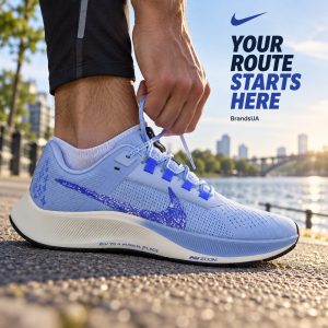 Nike Air zoom Pegasus 38 DM1610-400 — Macro and airflow icon explain confirmed breathable fabric without cooling quantities.