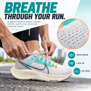 NIKE Air ZOOM PEGASUS 38 MFS DC4566-100 — BREATHE THROUGH YOUR RUN.; Adult runner tying shoe before road session, cropped ca…