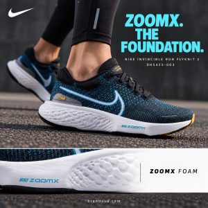 Nike Invincible Run Flyknit 2 DH5425-003 — Marked sole macro identifies cushioning without invented internal anatomy.