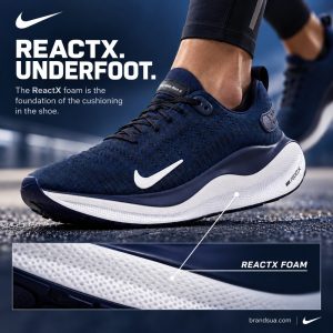 Nike Reaction X Infinity Navy DR2665-400 — Macro connects known cushioning material to visible midsole.