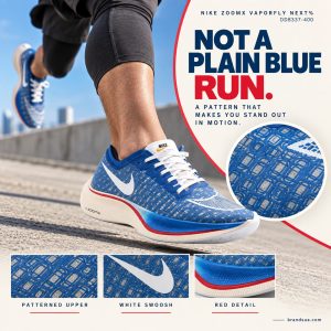 Nike ZoomX Vaporfly NEXT% DD8337-400 — NOT A PLAIN BLUE RUN.; Adult runner in monochrome charcoal kit accelerates along neut…