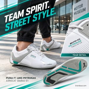 Puma F1 Amg Petronas A3rocat 306845-01 — TEAM SPIRIT. STREET STYLE.; Adultcalves walking urbanmotor-museum terrace wearing e…