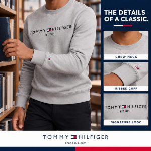 Tommy Hilfiger classic logo sweatshirt — Actual worn design plus precise details show classic construction.
