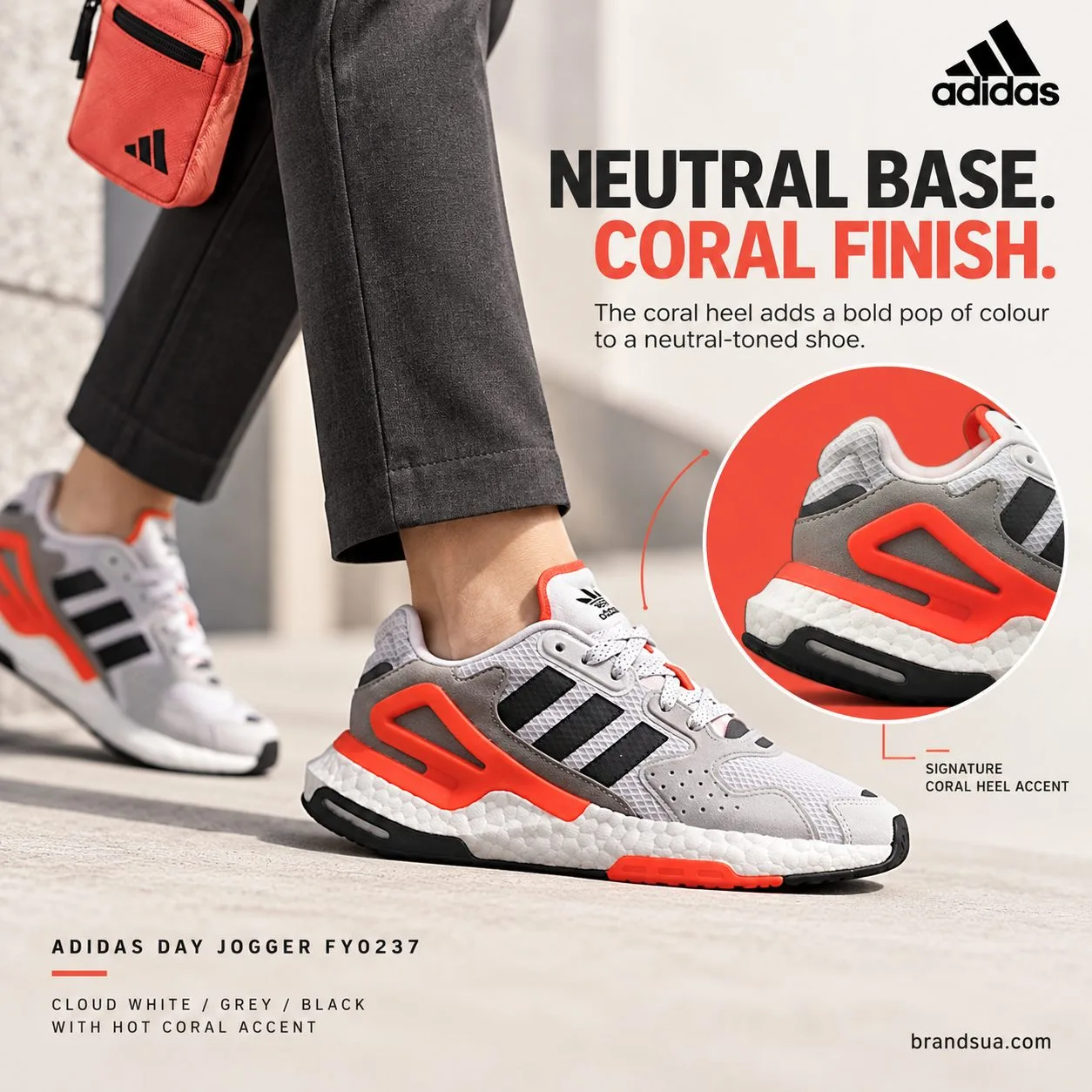 Adidas Day Jogger FY0237 — Matching accessory and detailed heel show styling focal point.