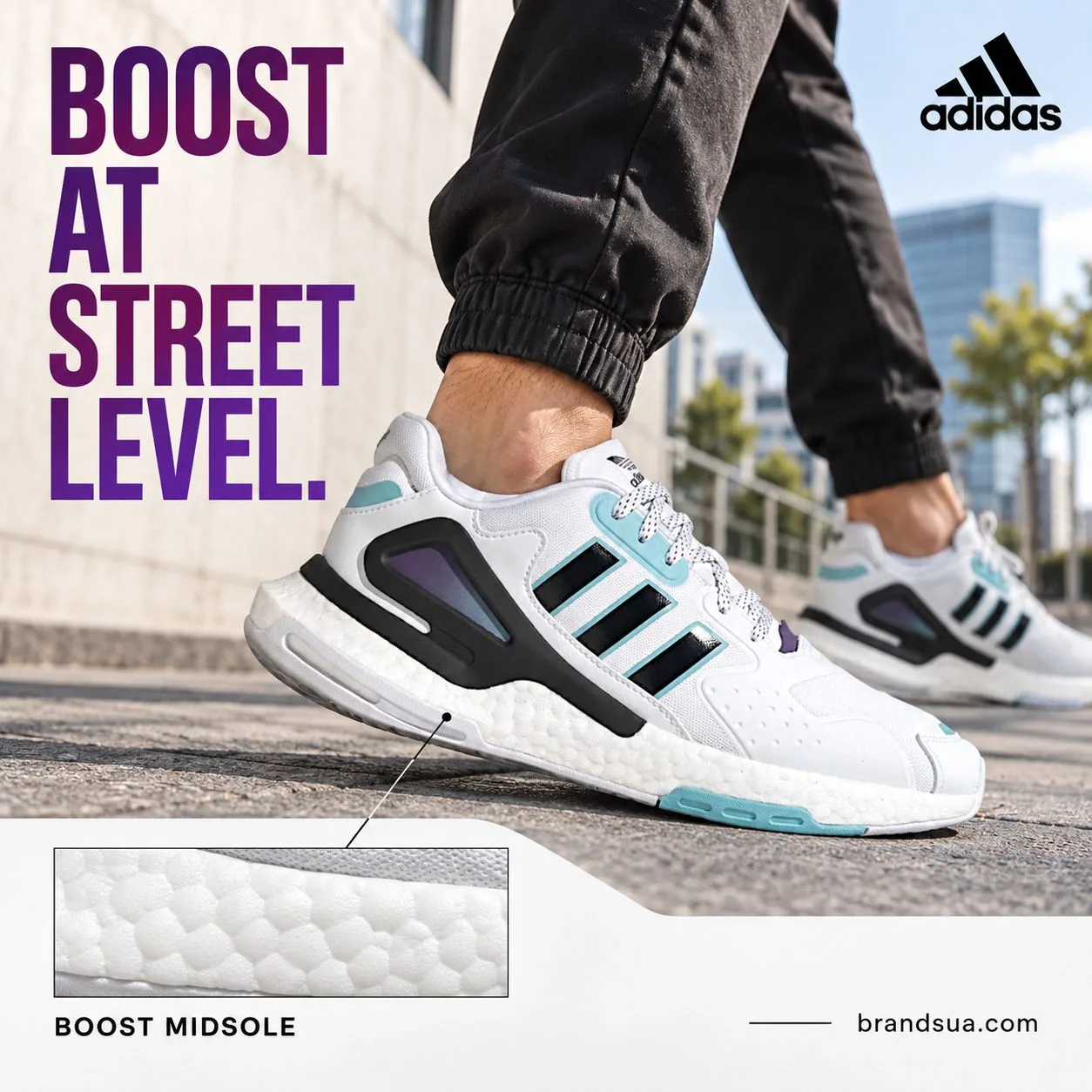 Adidas Day Jogger Gz2716 — On-foot street use plus physical foam detail link component to casual styling.