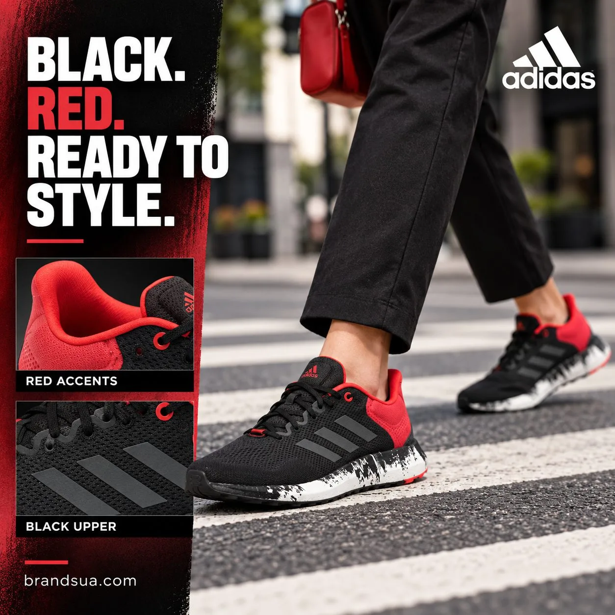 Adidas PUREBOOST 21 RUNNING SHOE GV7702 — Red collar aligns with outfit accent, showing a concrete styling solution.