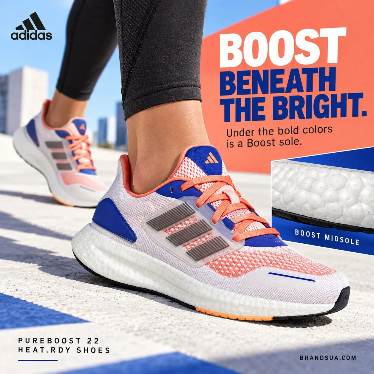 Adidas PUREBOOST 22 HEAT.RDY SHOES GY4706 — Macro proves named sole while hero shows bright styling.