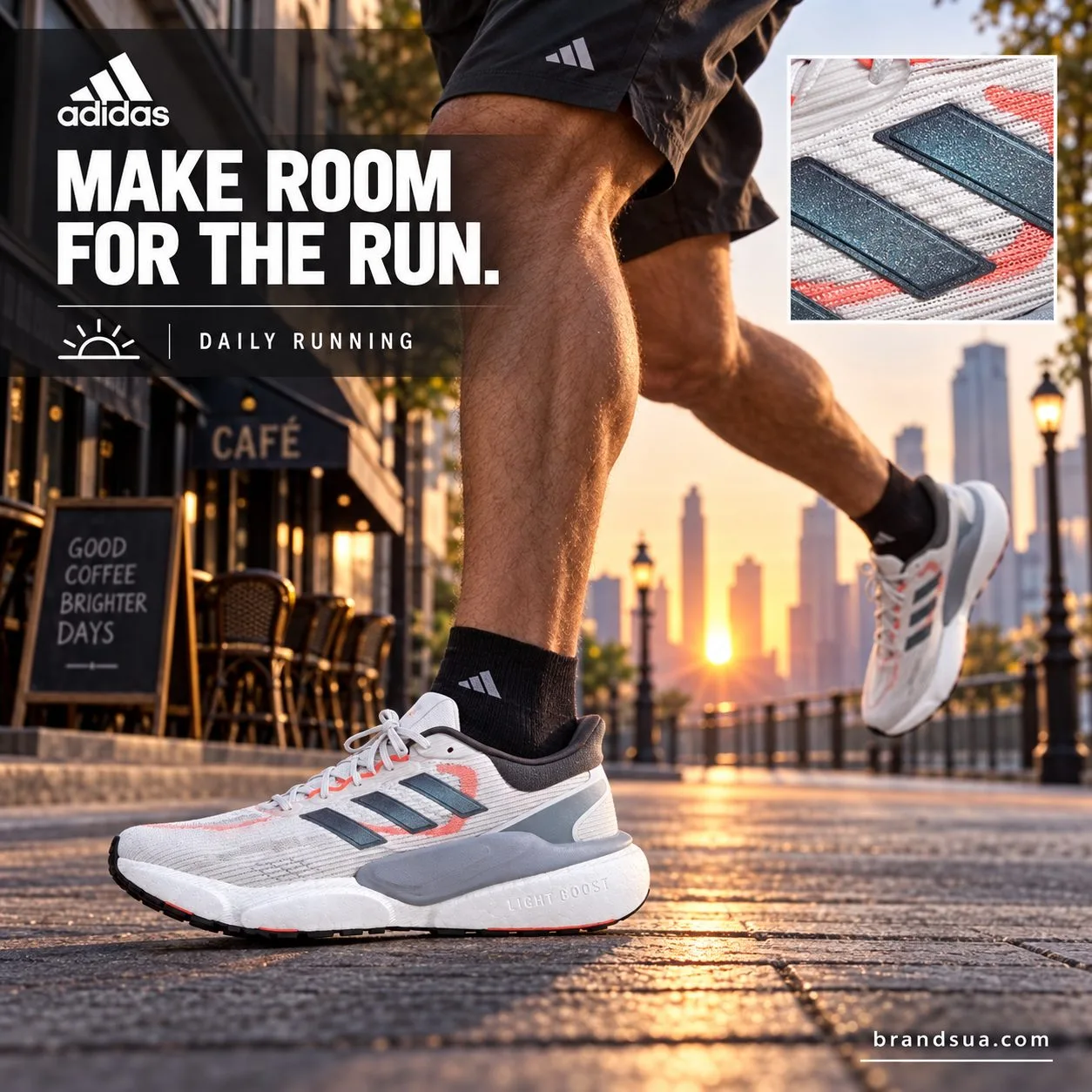 Adidas Solarboost 5 Men's Crystal White Grey GW1962 — Earlymorningadult running past closedcafes and a smallsunriseicon ties…