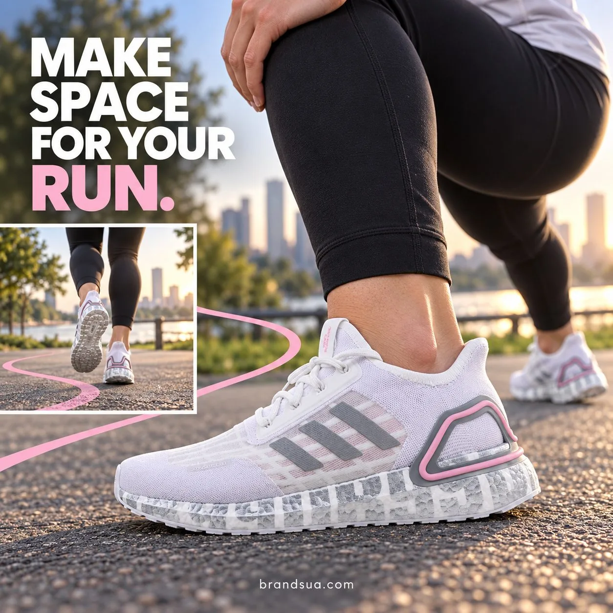 Adidas Ultra Boost David Beckham FX0576 — Two purposeful narrative panels: foreground complete onfoot shoe during warmup lun…