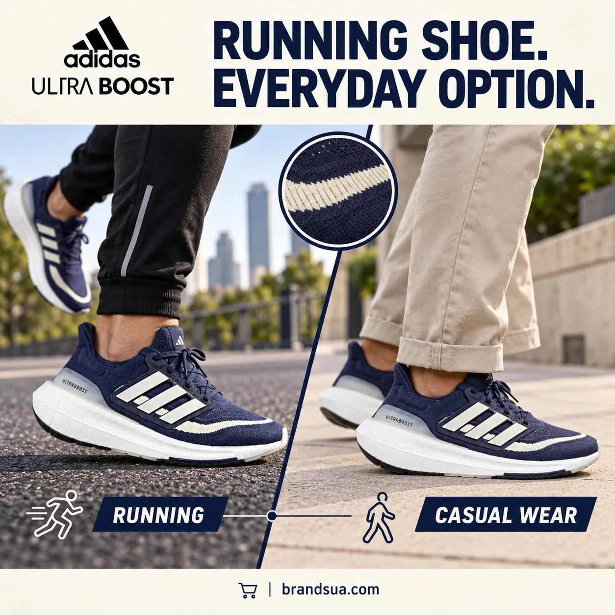 Adidas Ultra Boost light running HP9203 — Sameexactshoewornin runninggear and relaxedtrousers demonstrates practicalwardrobe…