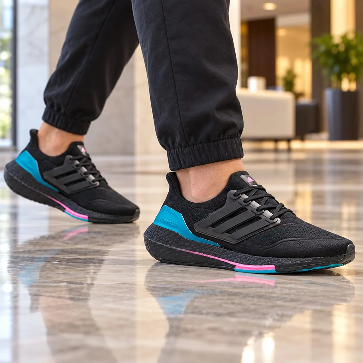 adidas UltraBoost 21 'Black Active Teal' FZ1921 — Size: 43