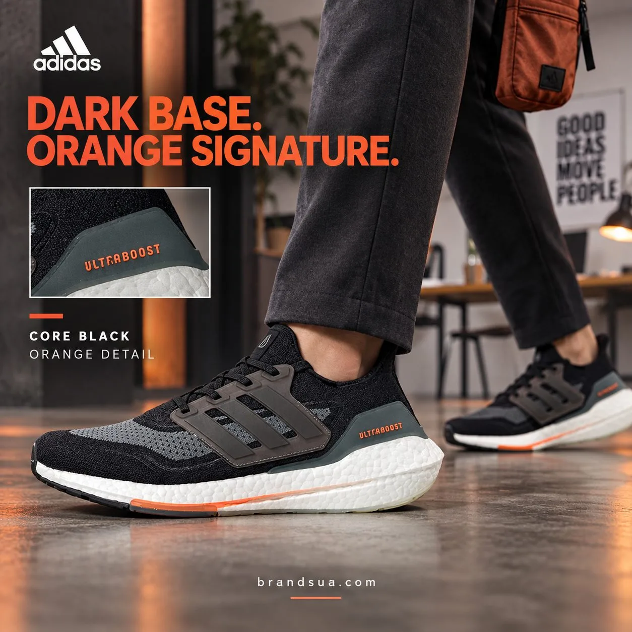 Adidas Ultraboost 21 Black FY0389 — Neutral styling and coordinated small accessory explain restrained color appeal.