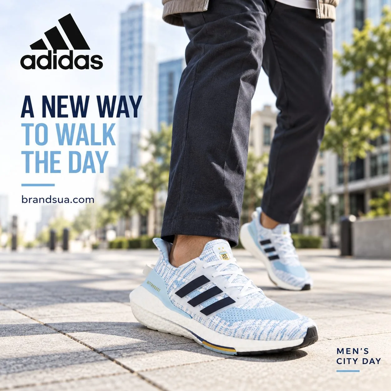 Adidas UltraBoost 21 GZ7120 — A GIFT. THEN A FIRST STEP.; Adult recipient wearing exact shoe steps out of home as partner's…