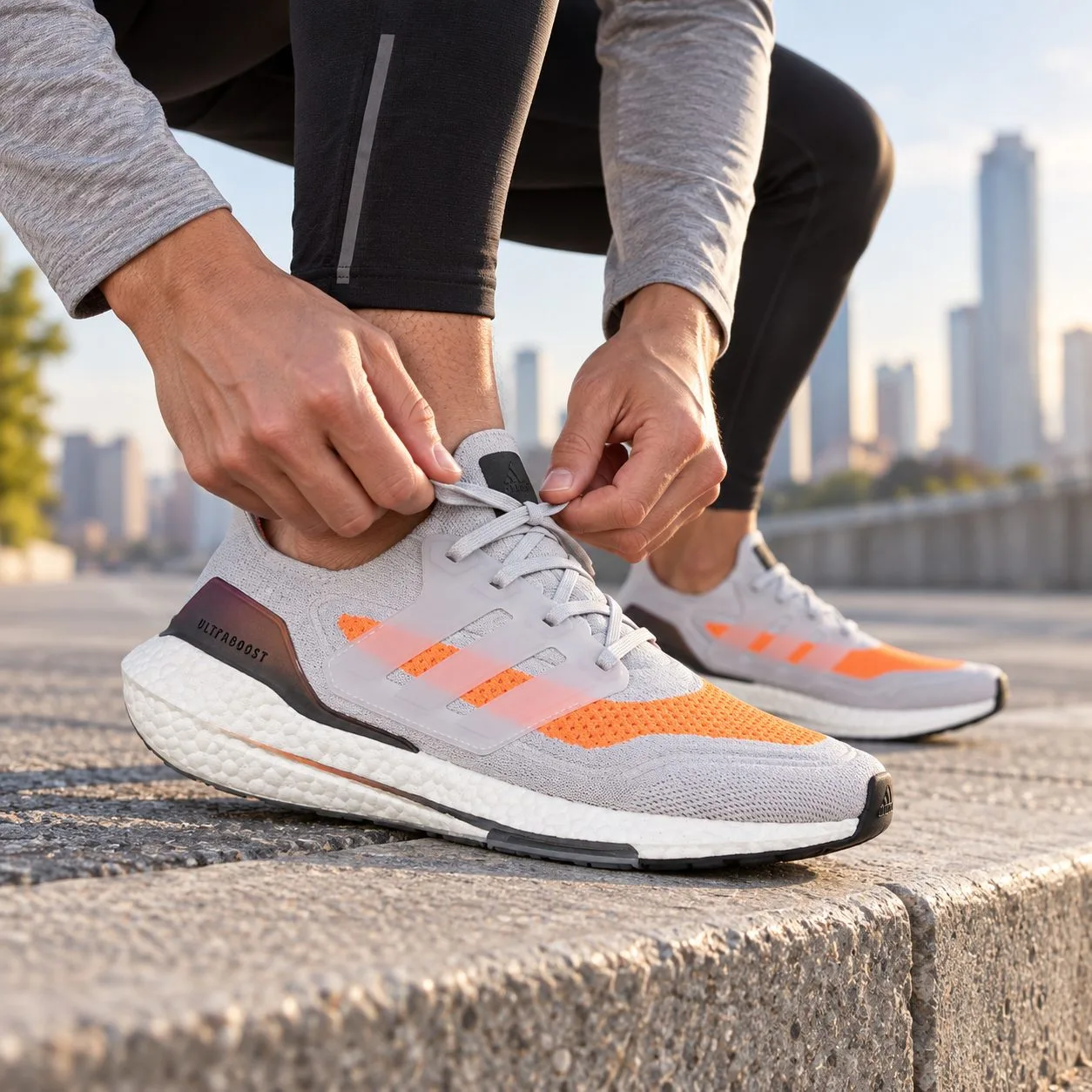 Adidas Ultraboost Grey Orange Black White FY0375 — Size: 43