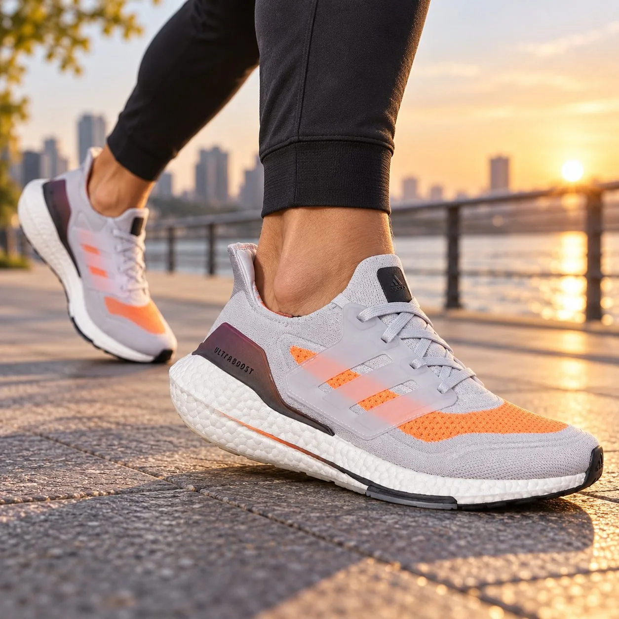 Adidas Ultraboost Grey Orange Black White FY0375 — Size: 45