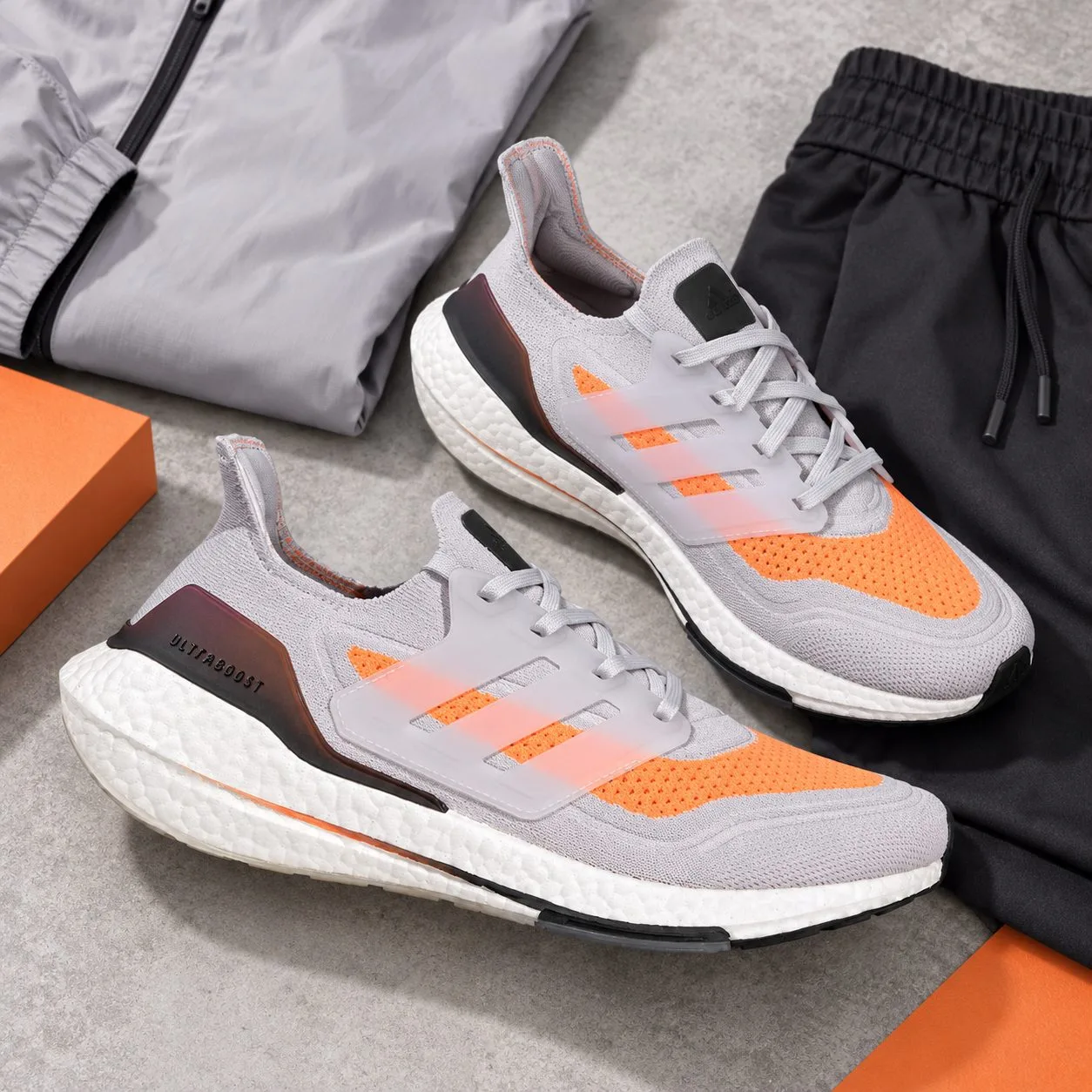 Adidas Ultraboost Grey Orange Black White FY0375 — Size: 46