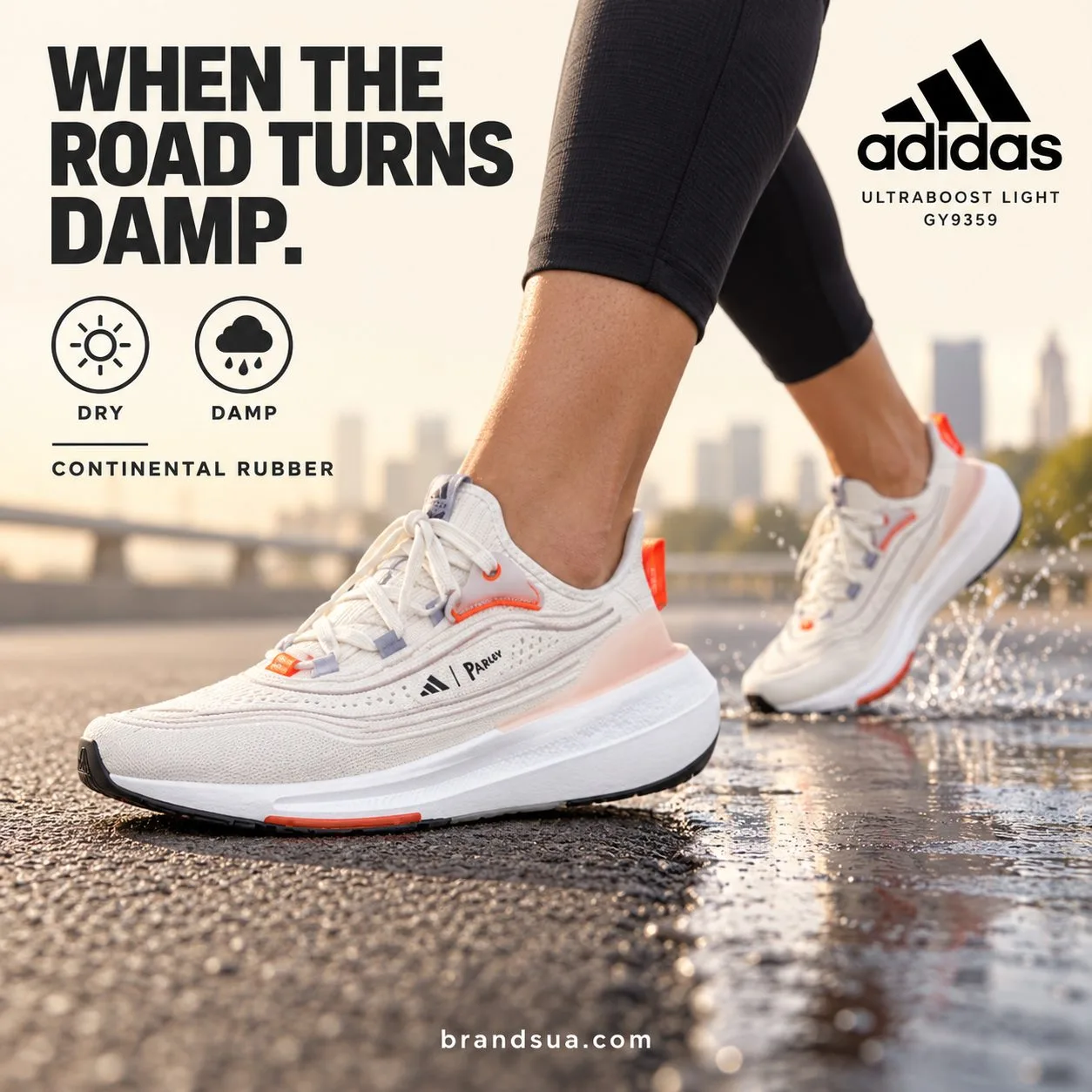 Adidas ULTRABOOST LIGHT Running GY9359 — Weather transition ties intended surface to confirmed rubber material.
