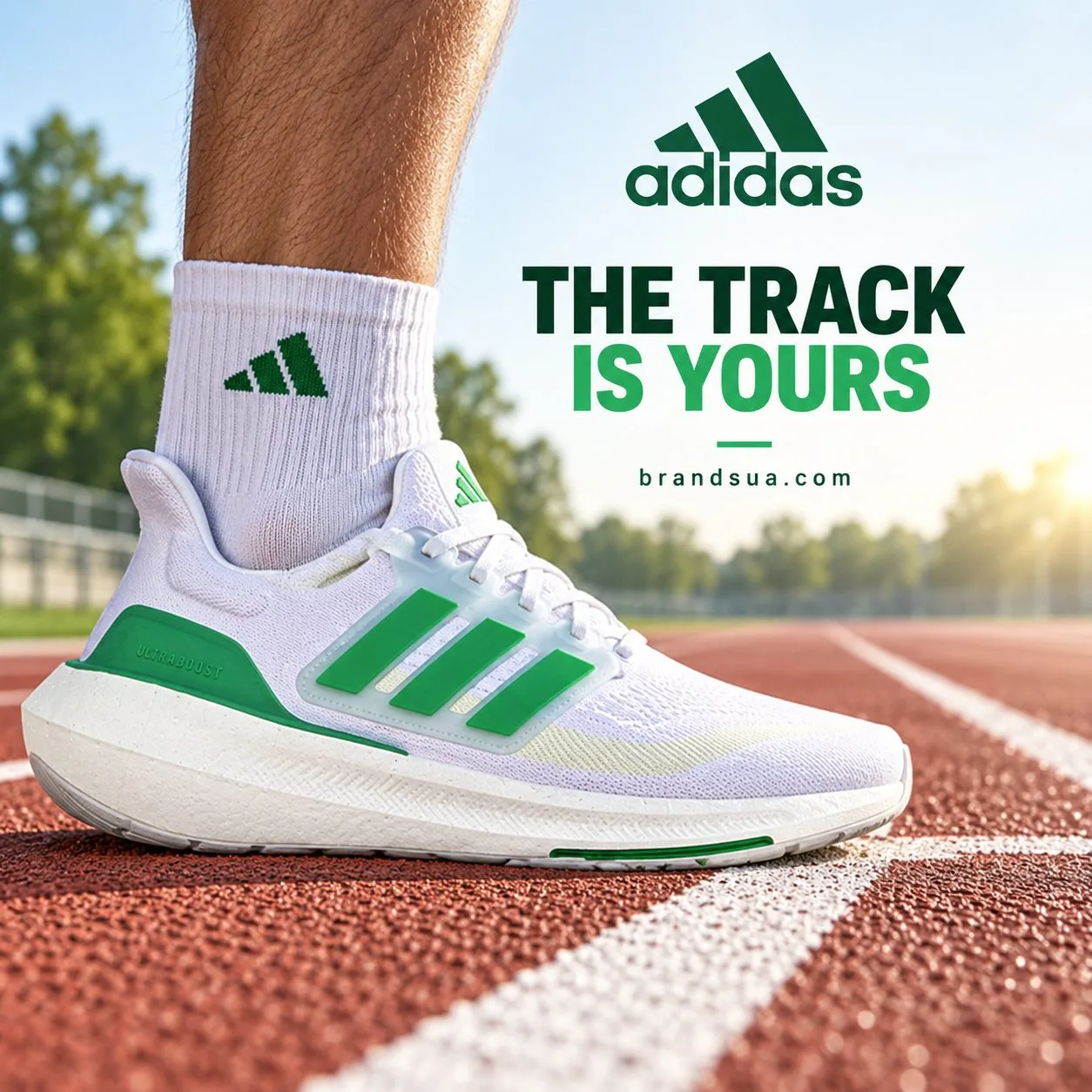 Adidas Ultraboost Light White Tint Court Green Blue Dawn HQ6350 — Green accessory visually coordinates with exact shoe strip…