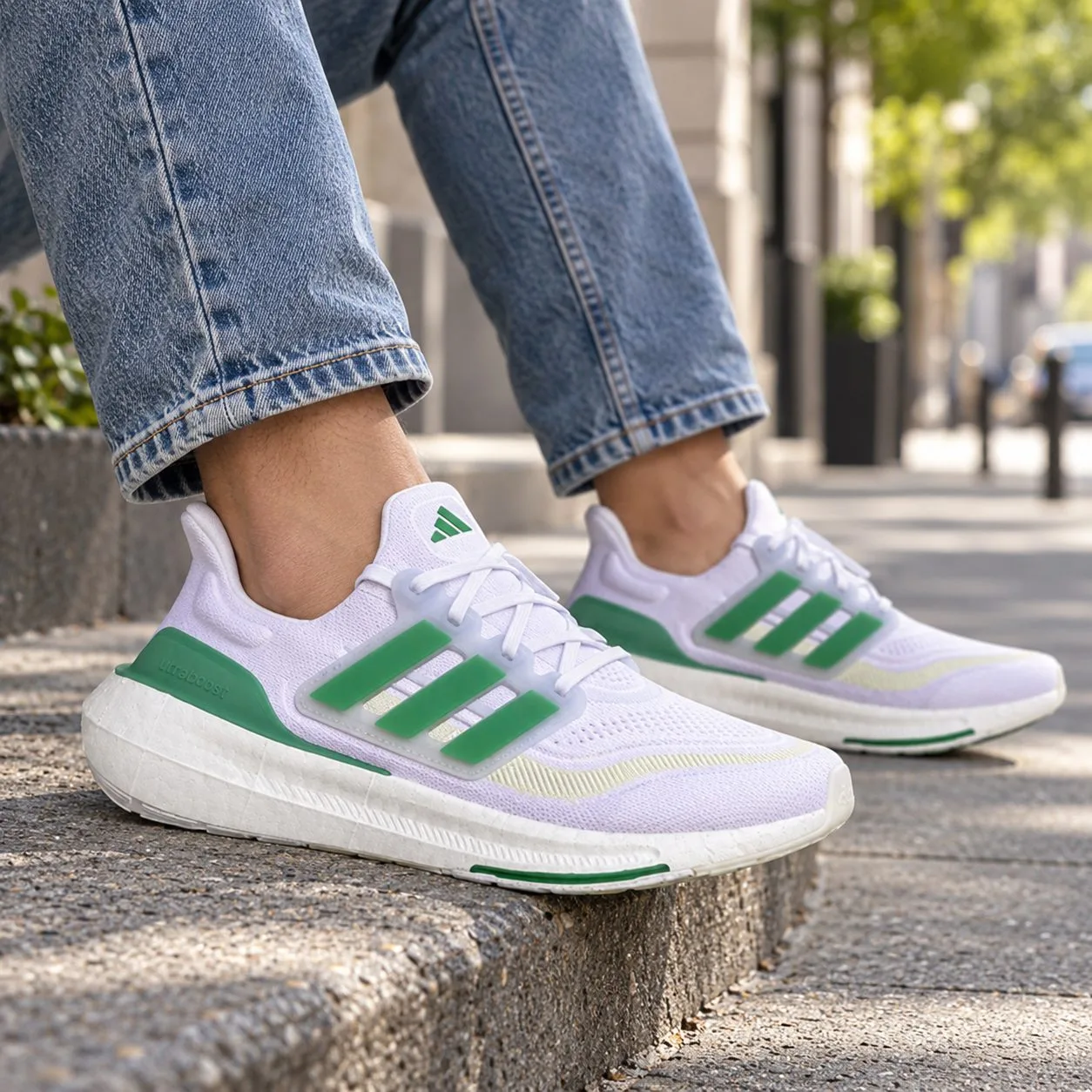Adidas Ultraboost Light White Tint Court Green Blue Dawn HQ6350 — Size: 44