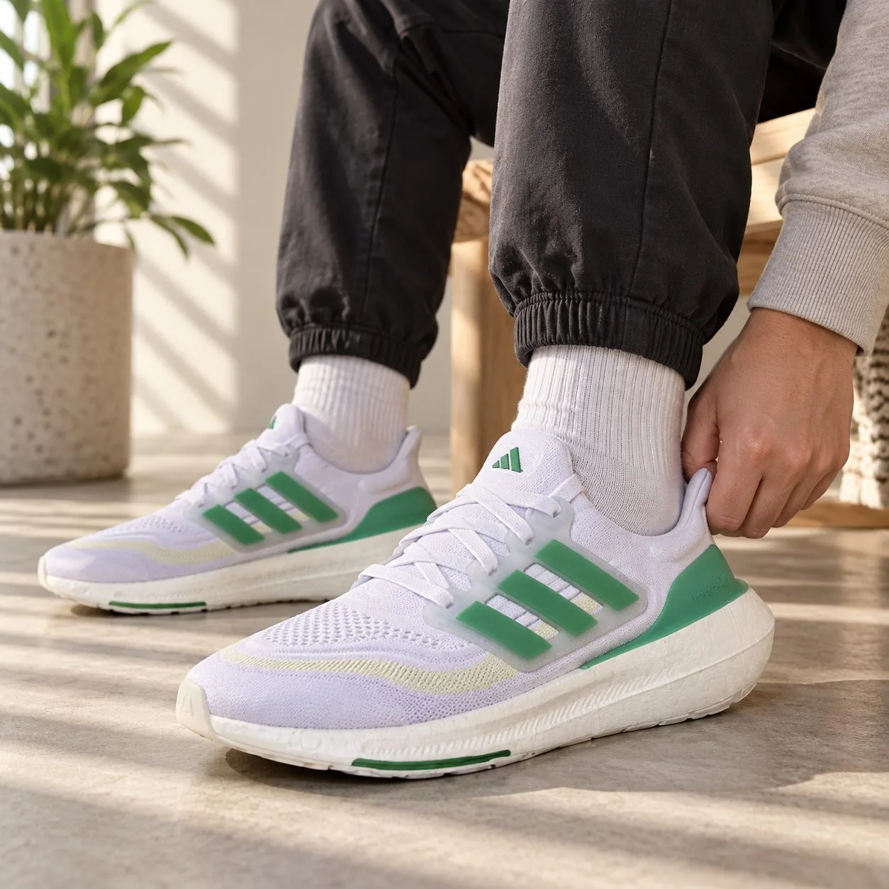 Adidas Ultraboost Light White Tint Court Green Blue Dawn HQ6350 — Size: 46
