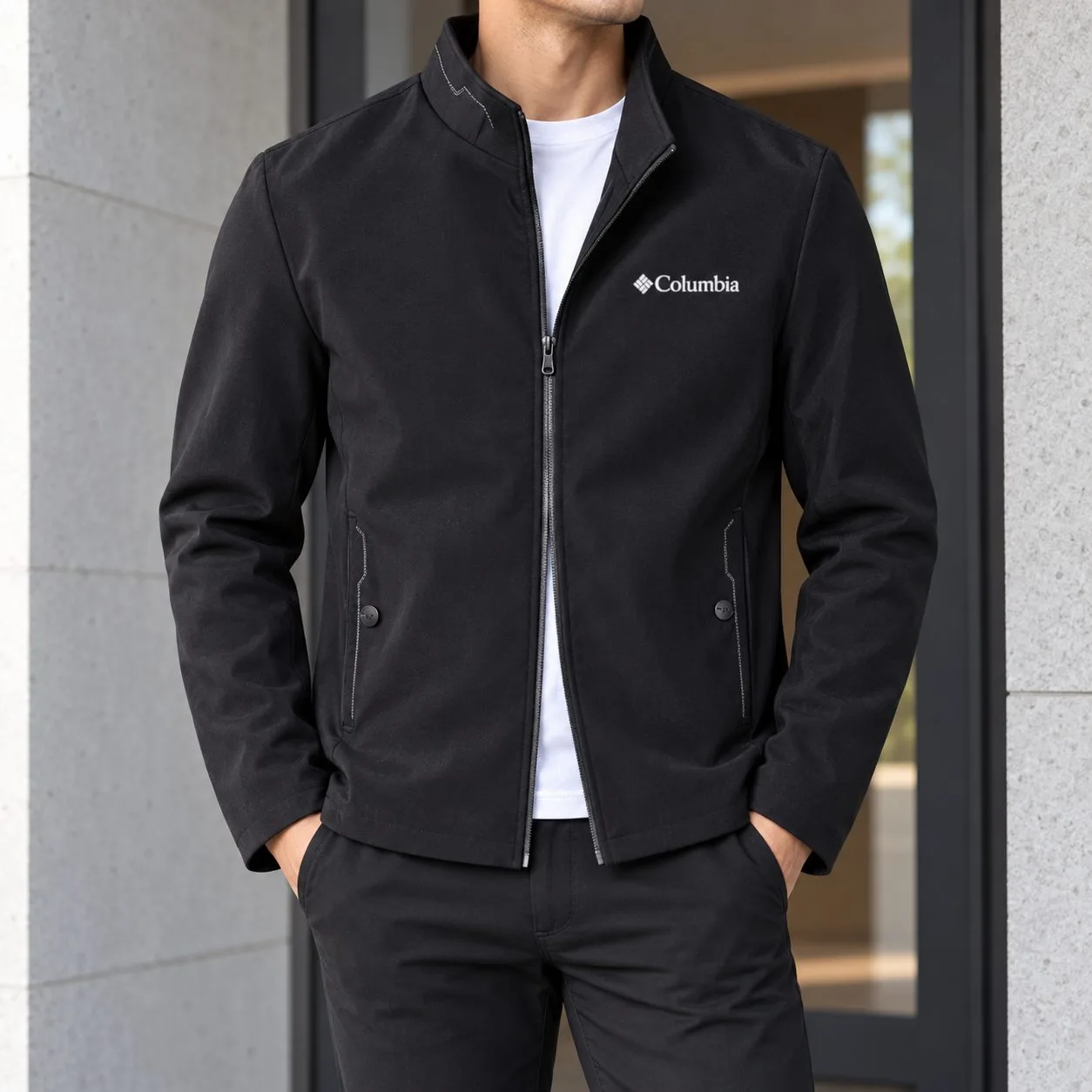 Columbia winter men's business jacket — Colors: black, Size: 3xl
