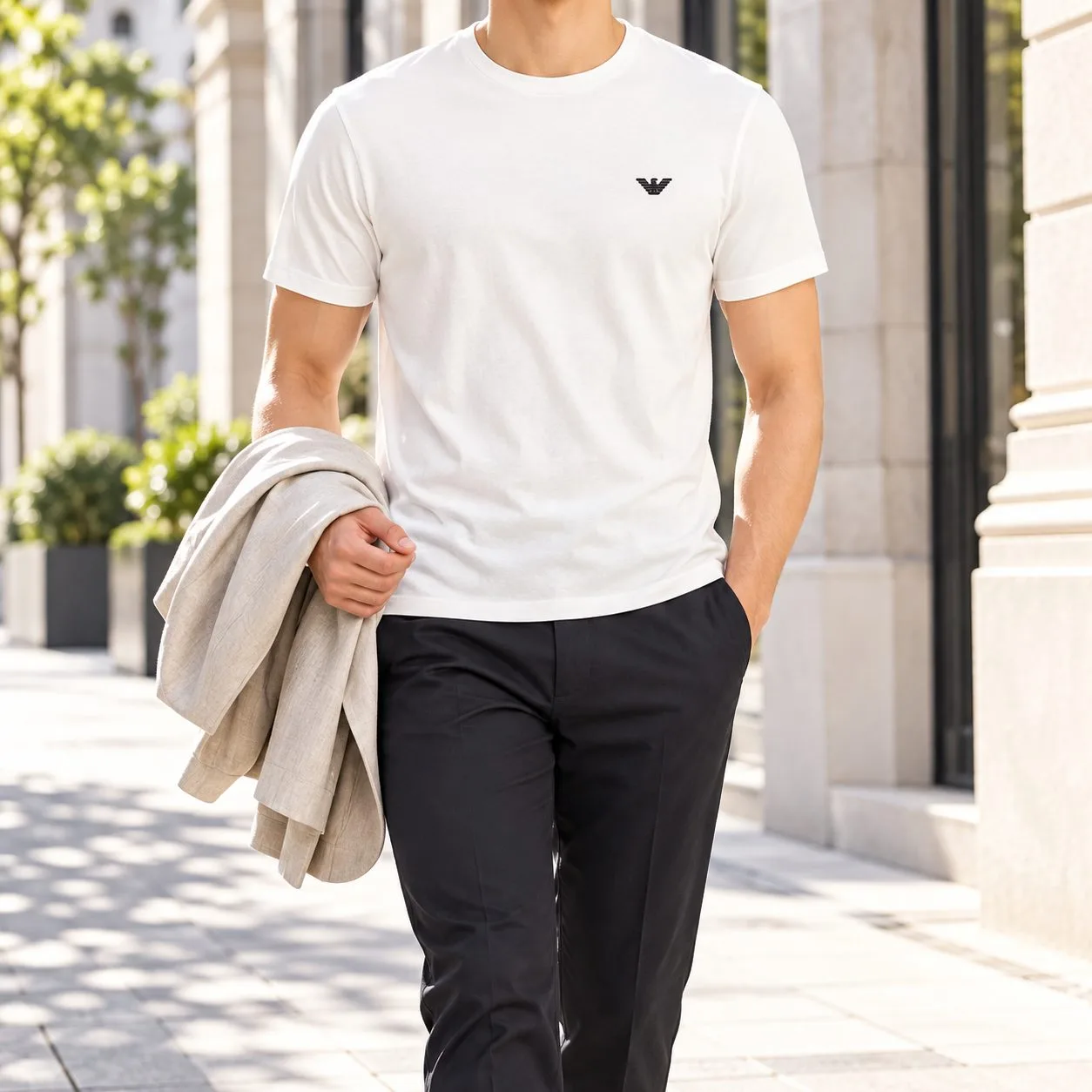 Giorgio Armani round short-sleeveshirt — off white