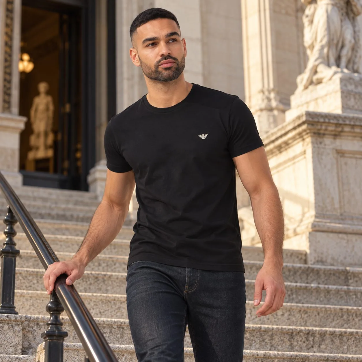 Giorgio Armani round short-sleeveshirt — all black size L