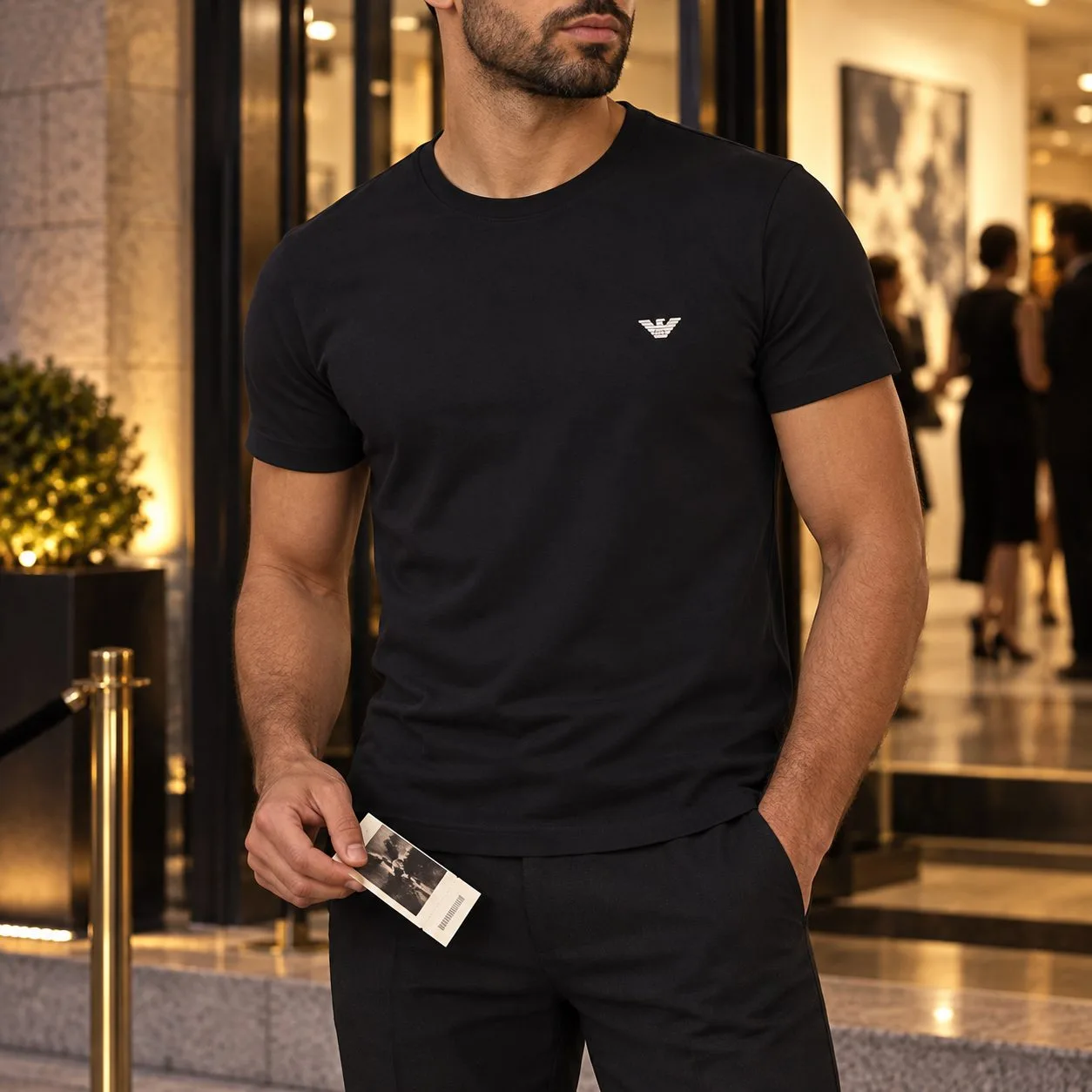 Giorgio Armani round short-sleeveshirt — all black size S