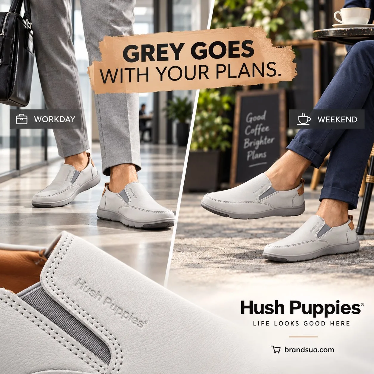 hush puppies Grey Baylor Slip-On Shoes 3912 — Actual neutral outfits show versatility.