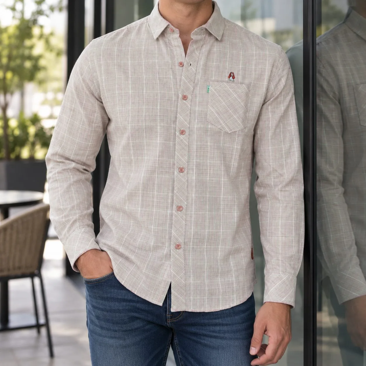 Hush Puppies Men’s Casual Shirt — Colors: beige, Size: 2xl