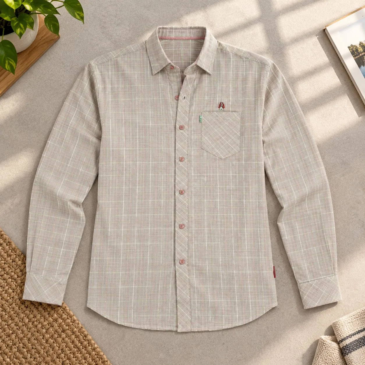 Hush Puppies Men’s Casual Shirt — Colors: beige, Size: 3xl