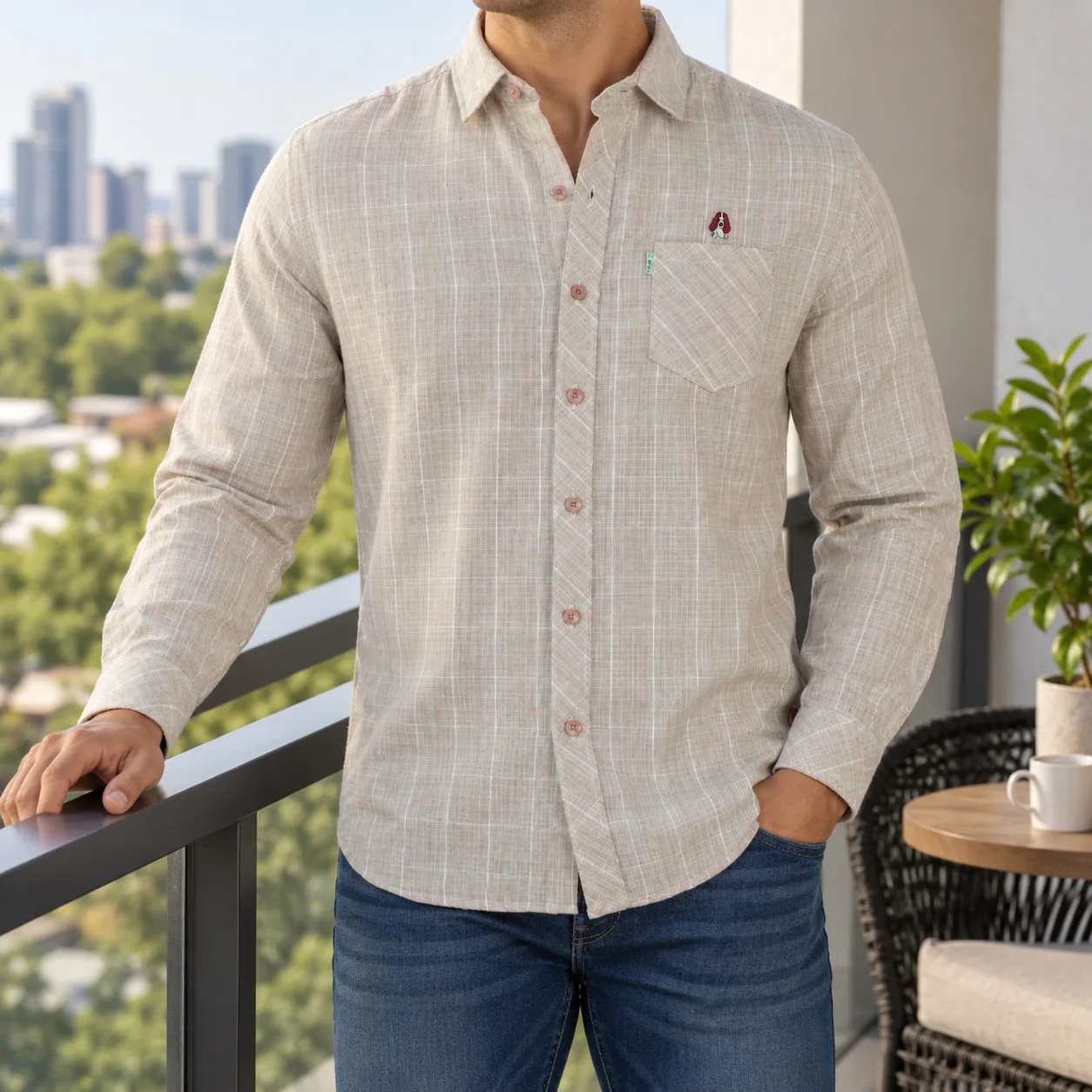 Hush Puppies Men’s Casual Shirt — Colors: beige, Size: xl