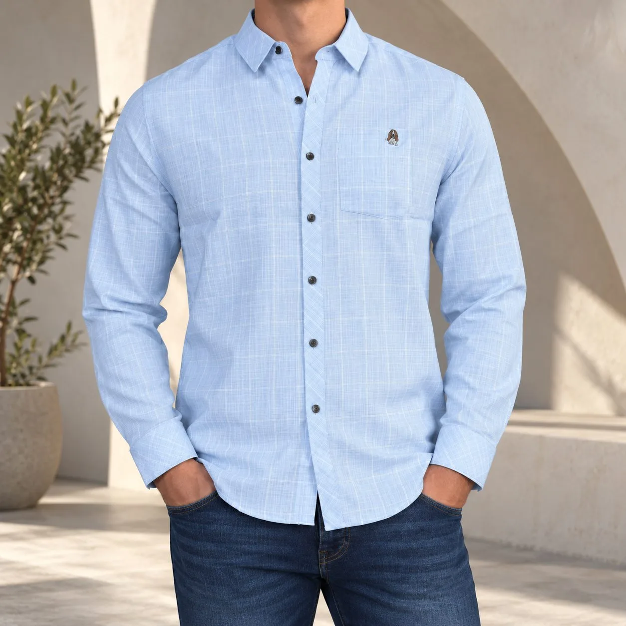 Hush Puppies Men’s Casual Shirt — Colors: blue, Size: 3xl