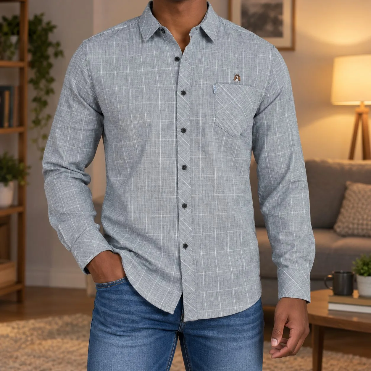 Hush Puppies Men’s Casual Shirt — Colors: grey, Size: xl