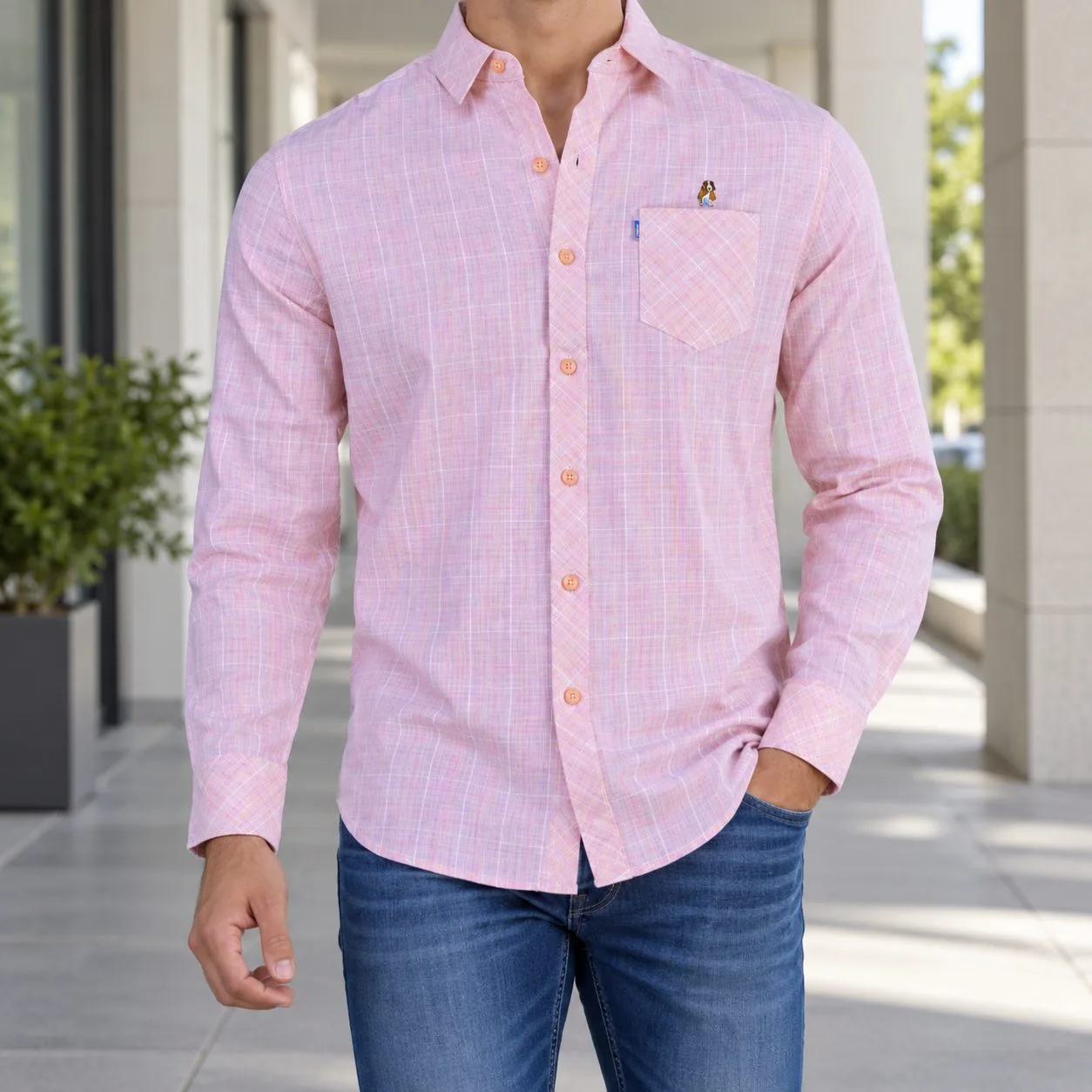 Hush Puppies Men’s Casual Shirt — Colors: pink, Size: 2xl