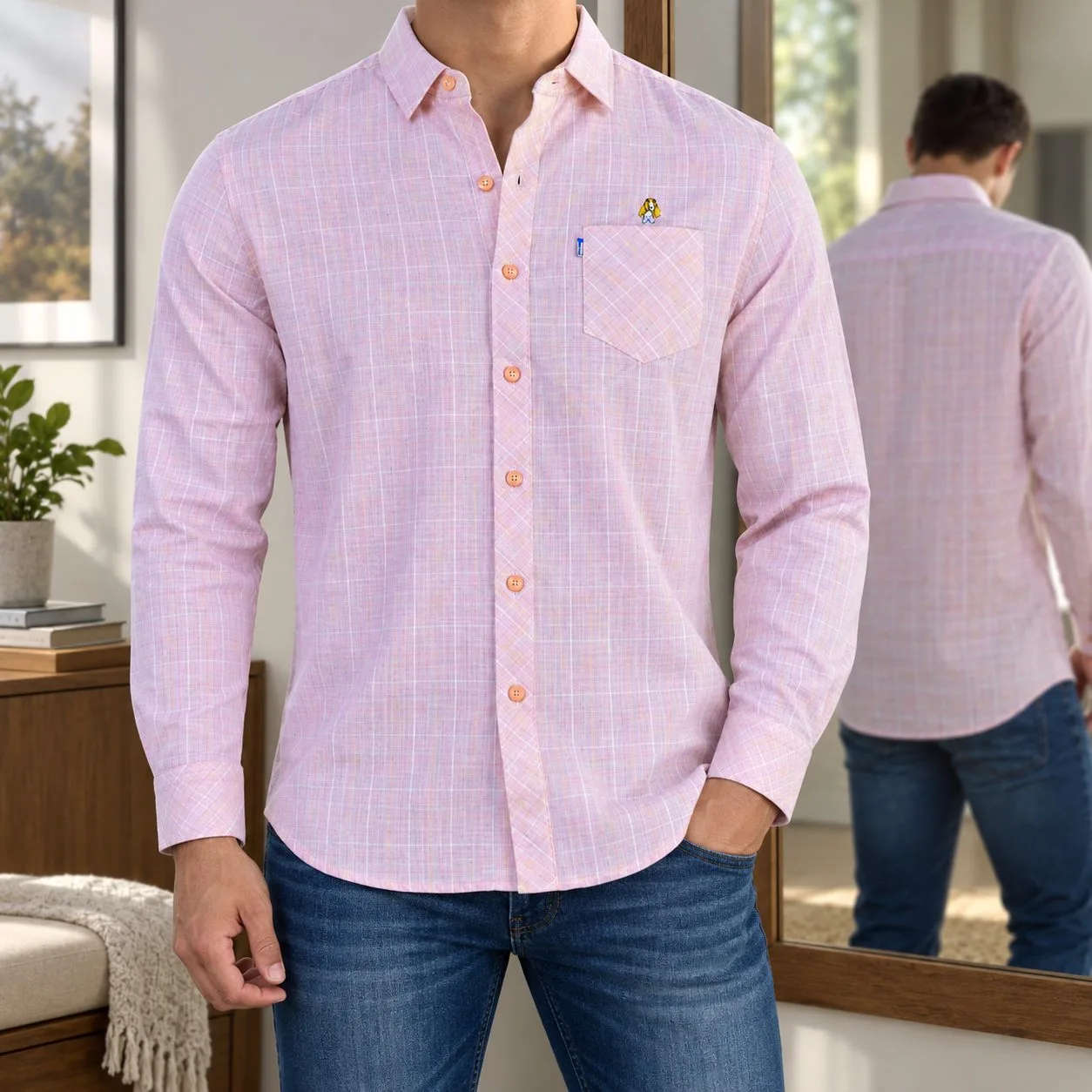 Hush Puppies Men’s Casual Shirt — Colors: pink, Size: 3xl
