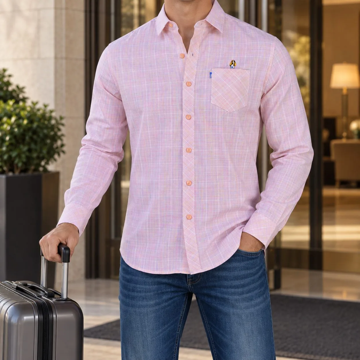 Hush Puppies Men’s Casual Shirt — Colors: pink, Size: xl